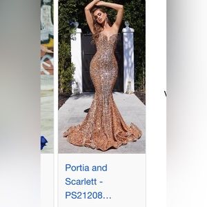 Gold Strapless Portia and Scarlett Prom Dress! ONLY WORN ONCE. Size 4!!No Train!